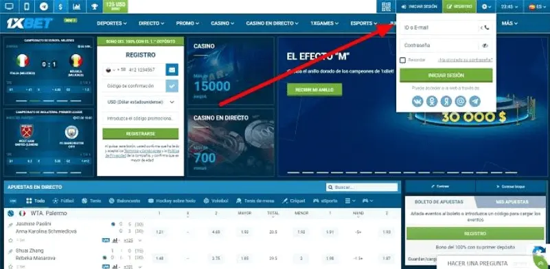 1xbet iniciar sesión